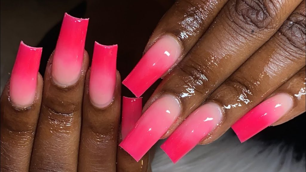 Hot Pink Ombré Nails