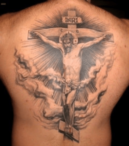 Jesus with a cross tattoo