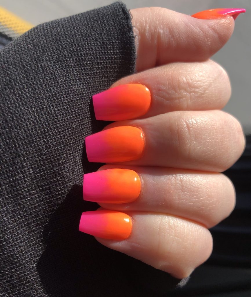 Orange And Pink Ombré Nails