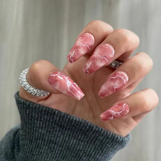 Pink Marble Ombré Nails