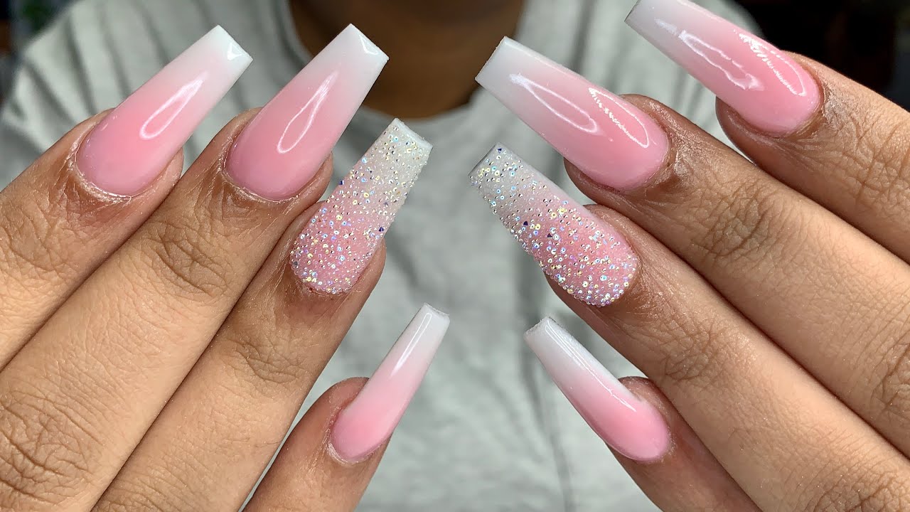 Pink and White Ombre Nails