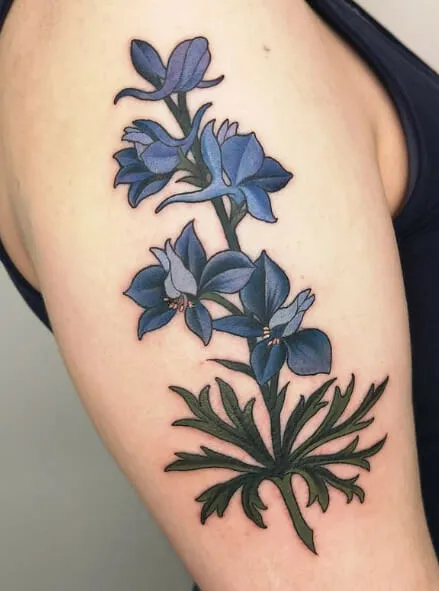 Rich July Birth Flower Tattoo