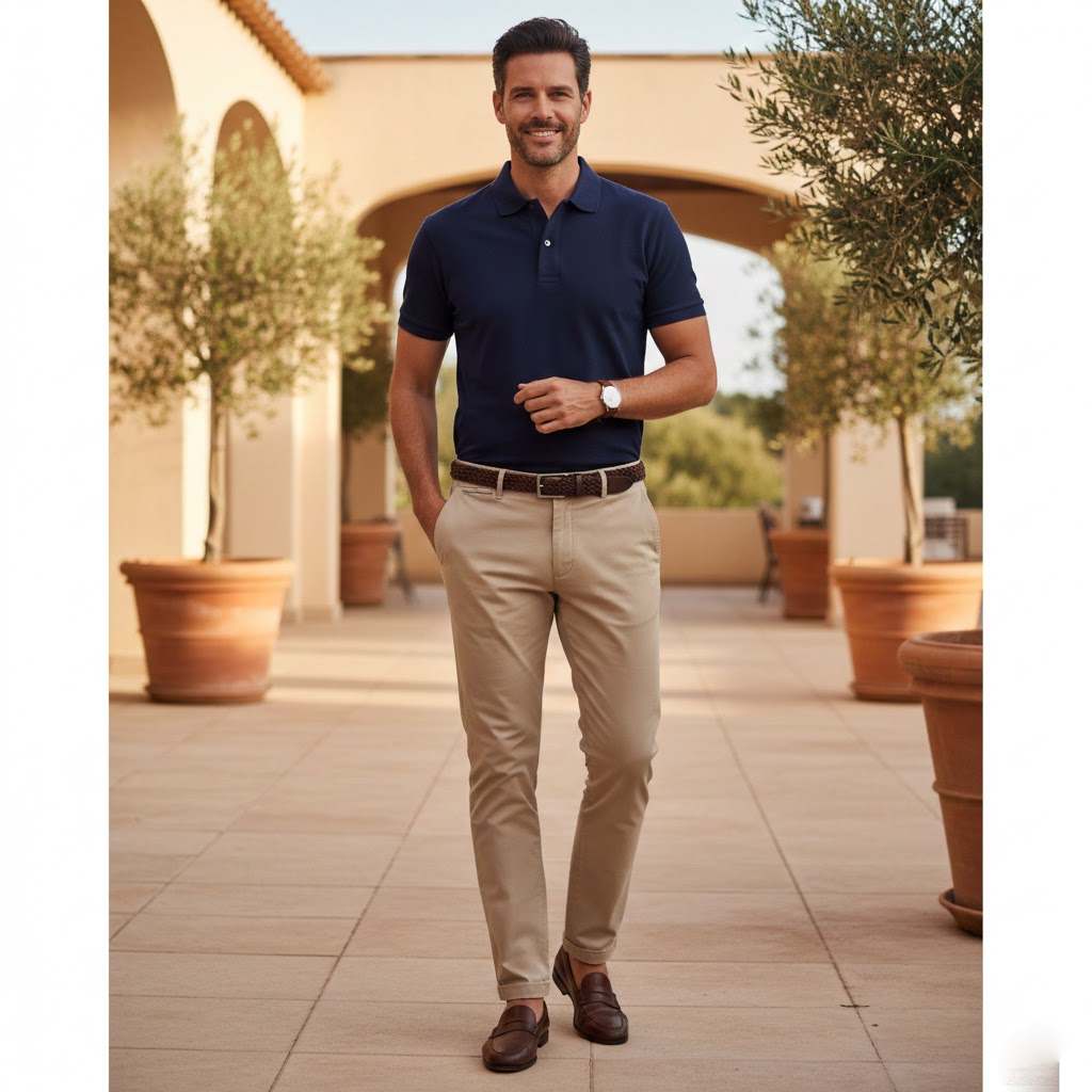 Polo Shirt with Slim Trousers